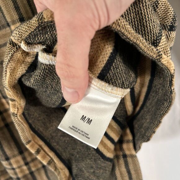 Express Flannel Shirt Women's Medium Brown Plaid Button Up Long Sleeve - Picture 5 of 7